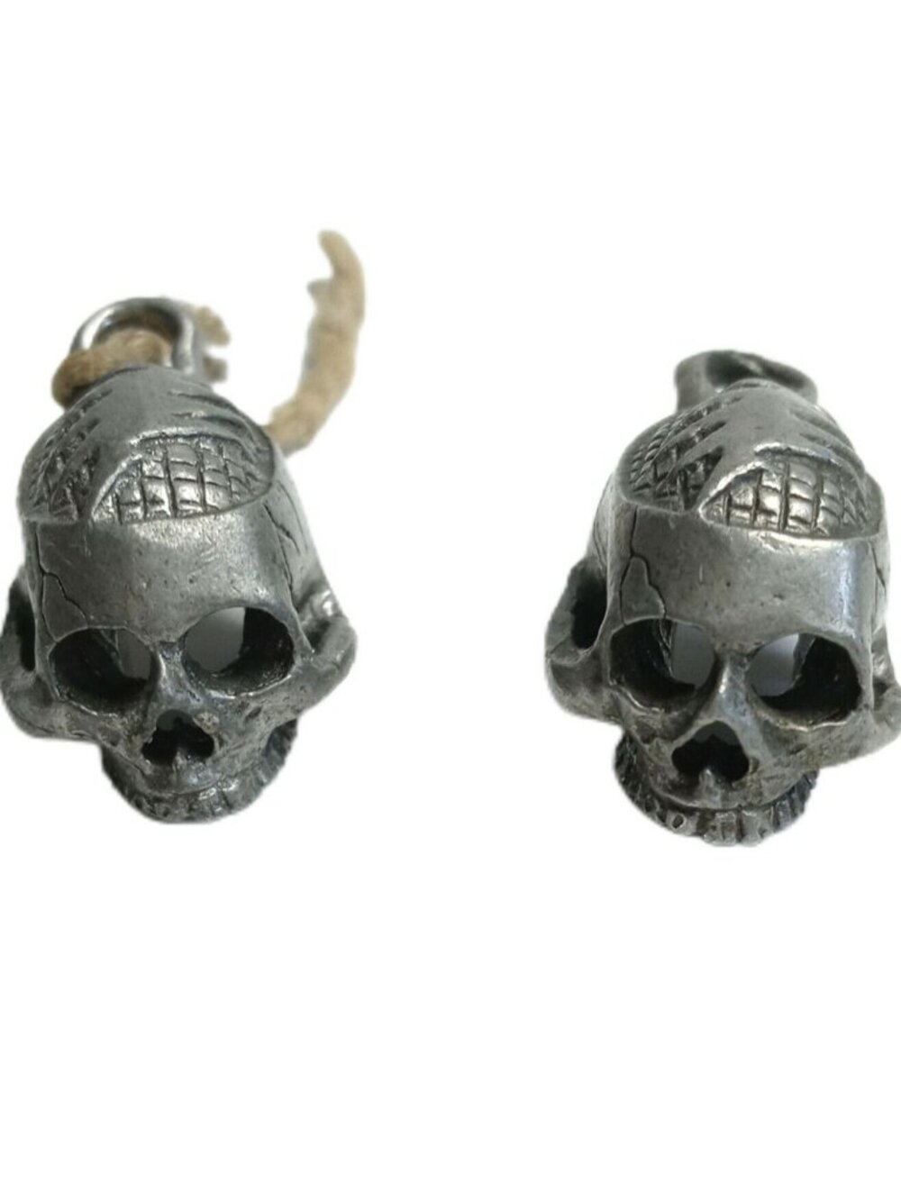 Goth Skull Beads Pendant Charm Punk Rocker Biker Silver Pewter